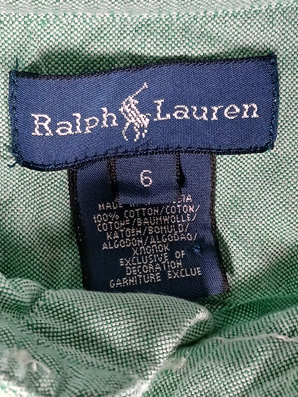 Ralph Lauren Kids Size 6 Button Down Boys Long Sleeve Shirt Green